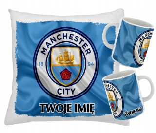 Gadget - Súprava HRNČEK + VANKÚŠ pre fanúšika MANCHESTER CITY